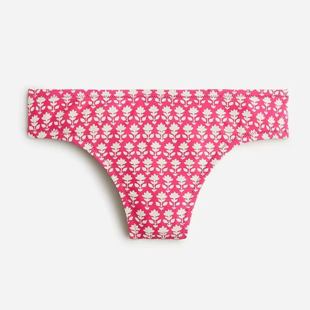 J Crew Classic Full-Coverage Bikini Botton in Pink Stamp Floral 2X